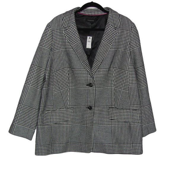 NEW Womens' Talbots Houndstooth Glen Plaid Cotton Blend Coat Size 18
